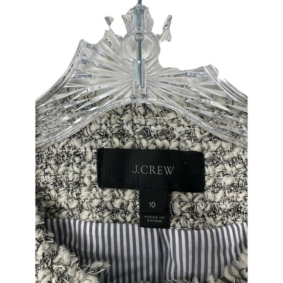 J.Crew Silver Metallic Grey Tweed Tweed Wool Blend Lady Jacket Blazer‎ Size 10 - Picture 4 of 11
